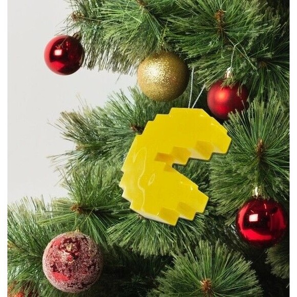 2024 Pixel Mr. Pacman Novelty Christmas Tree Decoupage Plastic RUZ Ornament NEW - Picture 7 of 8